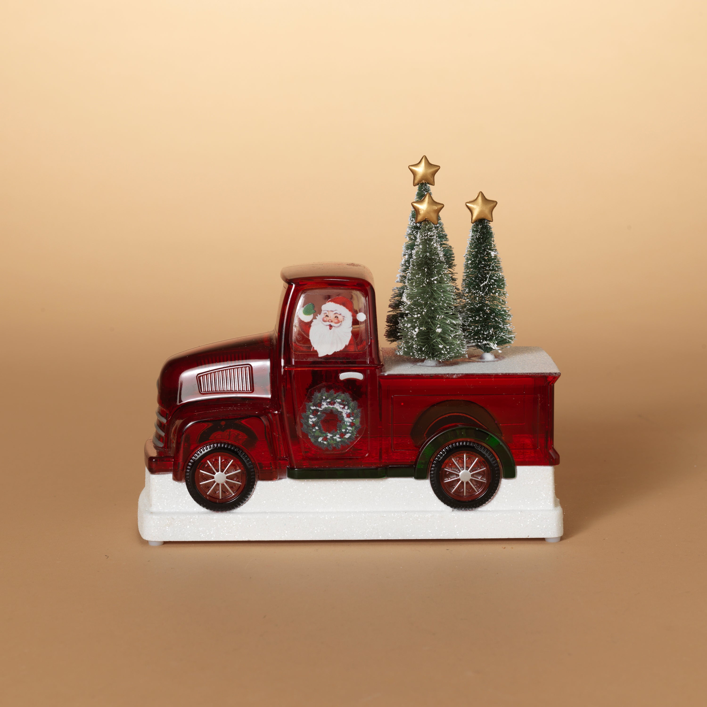 Illuminated 8.25 in L Battery Operated Lighted Spinning Water Globe Truck with Tree